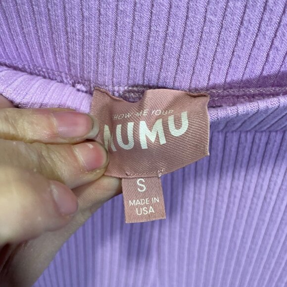 Show Me Your Mumu Lavender Ribbed Knit Flare Pants S USA - Picture 4 of 4